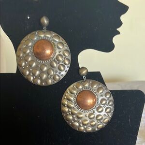Textured Silver and Copper Earrings
